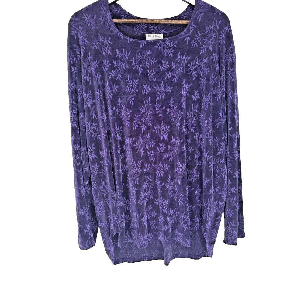 ReBeKah USA VTG purple Tunic Whimsigoth Fairy grunge Y2K Blouse 2X plus floral